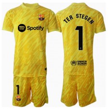 Barcelona Ter Stegen #1 Målvakt Hemmaställ Barn 2024-25 Korta ärmar (+ Korta byxor)